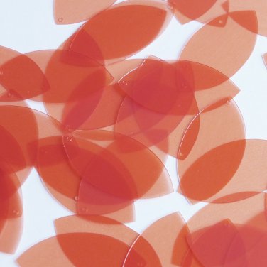 Navette Leaf Sequin 1.5" Orange Melon See-Thru Gloss Matte Reversible Paillettes