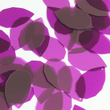 Facet Gem Teardrop Sequin 1.25" Purple Amethyst See-Thru Glossy Matte Reversible