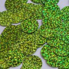 1" / 24mm Round Flat Sequins Lime Green Hologram Glitter Sparkle. Made in USA