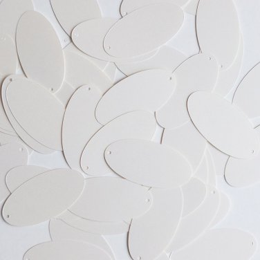 Oval Sequin 1.5" Cream Vanilla Opaque Satin Pearl Loose Couture Paillettes