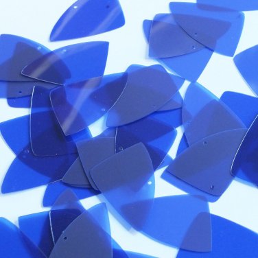 Fishscale Fin Sequin 1.5" Cobalt Blue See-Thru Gloss Matte Reversible Paillettes
