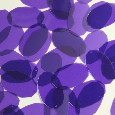 Facet Gem Oval Sequin 1.25" Purple Transparent Glossy Matte Reversible Pailette