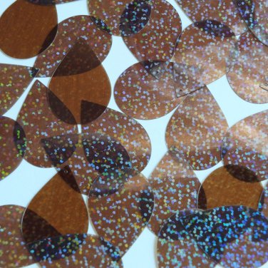 Teardrop Sequin 1.5" Chocolate Brown Transparent Hologram Glitter Sparkle
