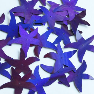 Starfish Sequin Center Hole 1.5" Deep Purple Lazersheen Reflective Metallic