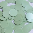1" / 24mm Round Flat Sequins Mint Green Opaque Satin Pearl. Made in USA
