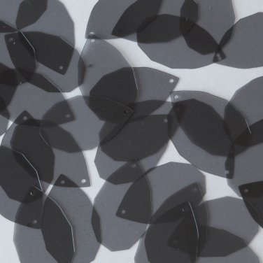 Facet Gem Teardrop Sequin 1.25" Smoke Gray Transparent Glossy Matte Reversible