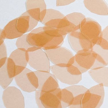 Facet Gem Teardrop Sequin 1.25" Peach Pink Transparent Glossy Matte Reversible