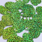 Large Hole Oval Sequin 1.25" Lime Green Hologram Glitter Sparkle. Made in USA