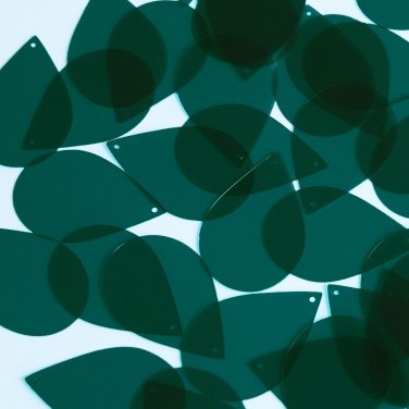 Teardrop Sequin 1.5" Very Deep Green Transparent Gloss Matte Reversible Pailett