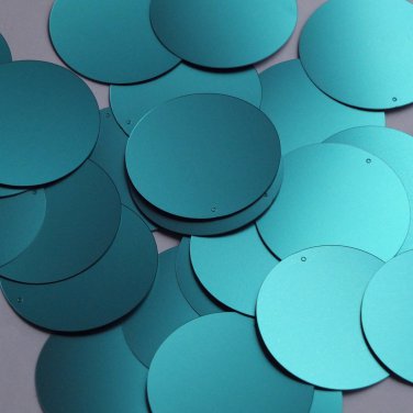 Round Sequin 40mm Turquoise Blue Matte Satin Metallic Loose Couture Paillettes
