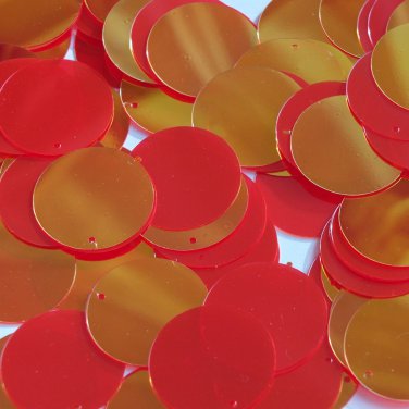 1" / 24mm Round Flat Sequins Red Rainbow Iris Super Mirror Shiny Reflective