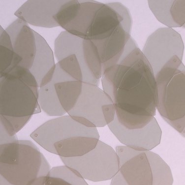 Facet Gem Teardrop Sequin 1.25" Taupe Beige Transparent Glossy Matte Reversible