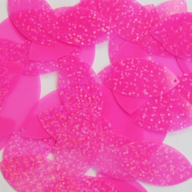 Navette Leaf Sequin 1.5" Hot Pink Neon Transparent Hologram Glitter Sparkle