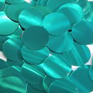 Round Flat Sequin 30mm Teal Turquoise Metallic. Couture paillettes. Made in USA