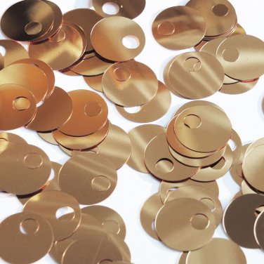 Large Hole Round Sequin 20mm Deep Gold Metallic. Couture paillettes. Made in USA