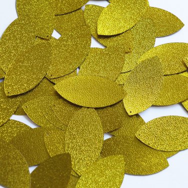 Navette Leaf Sequin 1.5" Yellow Metallic Embossed Texture Couture Paillettes