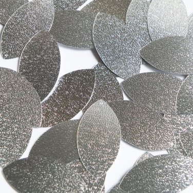 Navette Leaf Sequin 1.5" Silver Metallic Embossed Texture Couture Paillettes