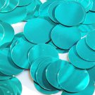 Round Flat Sequin 40mm Teal Turquoise Metallic. Couture paillettes. Made in USA