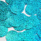 Round Flat Sequin 30mm Aqua Blue Hologram Glitter Sparkle. Couture paillettes