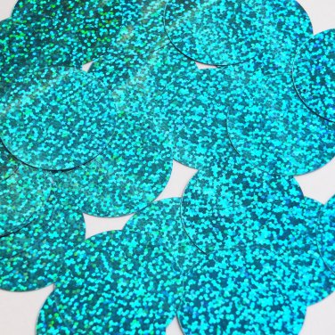 Round Flat Sequin 40mm Aqua Blue Hologram Glitter Sparkle. Couture paillettes
