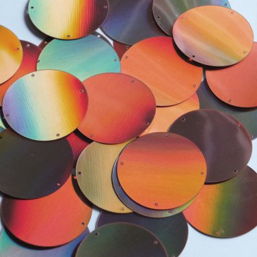 Round Sequin Paillettes 40mm Four Hole Copper Lazersheen Reflective Metallic
