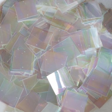25mm Square Sequins Crystal Transparent Rainbow Iris Loose Paillettes
