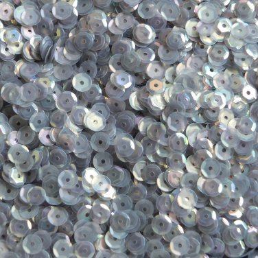 5mm Round Cup Sequins Silver Gray Smoke Semi Frost Rainbow Paillettes