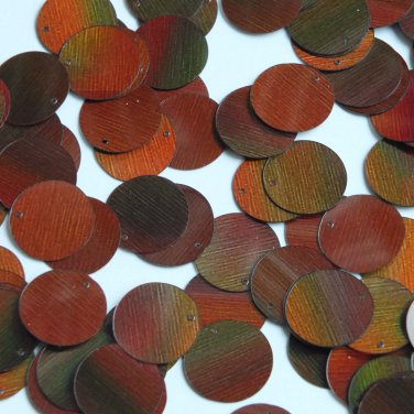 Round Sequin Paillettes 15mm Top Hole Bronze Brown Lazersheen Reflective