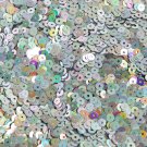 3mm Flat Round Sequins Silver Rainbow Iris Shiny Metallic. Made in USA