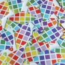 Long Diamond Sequin 1.75" Rainbow Squares on White Opaque Couture Paillettes