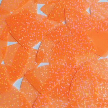 Fishscale Fin Sequin 1.5" Orange Tangerine Neon SeeThru Hologram Glitter Sparkle