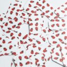 Rectangle Sequin 1.5" x .75" Red Ladybugs Ladybirds on White Opaque Paillettes