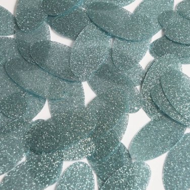 Oval Sequin 1.5" Aqua Blue Metallic Sparkle Glitter Texture Couture Paillettes