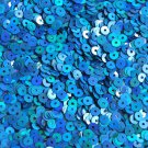 4mm Round Sequins Marine Blue Shimmer Lazer Rainbow Loose Paillettes Made in USA
