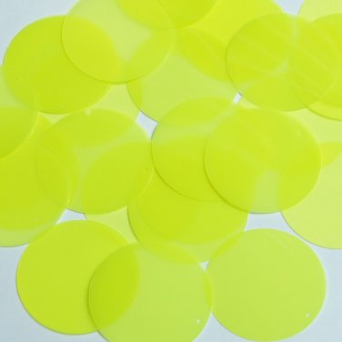 Round Sequin 40mm Fluorescent Yellow Transparent Gloss Matte Reversible Pailett