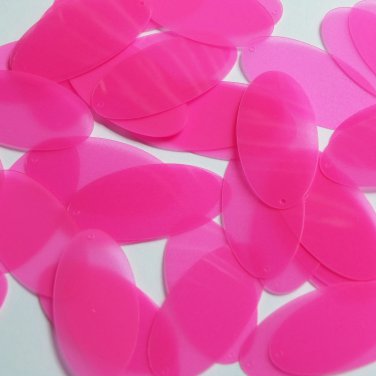 Oval Sequin 1.5" Fluorescent Pink Transparent Glossy See-Thru Couture Paillettes