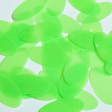 Oval Sequin 1.5" Green Neon Fluorescent Transparent Glossy Matte Reversible