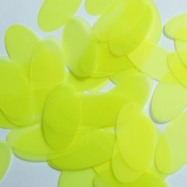Oval Sequin 1.5" Fluorescent Yellow Transparent Glossy Matte Reversible Pailette