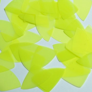 Fishscale Fin Sequin 1.5" Fluorescent Yellow Transparent Glossy Matte Reversible