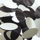 Oval Sequin 1.5" Black Silver Metallic Duo Two Sided Loose Couture Paillettes