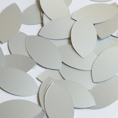 Navette Leaf Sequin 1.5" Silver Matte Satin Metallic Loose Couture Paillettes