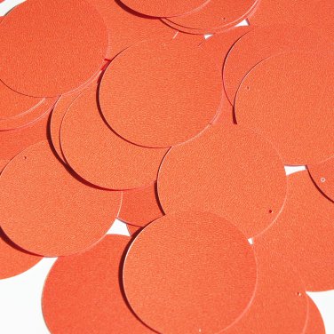 Round Sequin 40mm Coral Orange Opaque Satin Pearl Loose Couture Paillettes