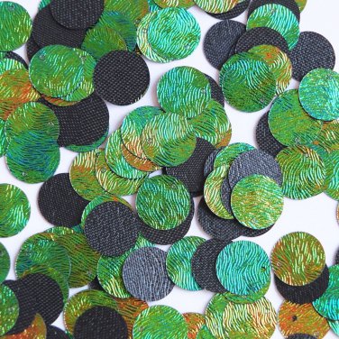 Round Sequin Paillettes 12mm Top Hole Starry Night Blue Green Emboss Swirl