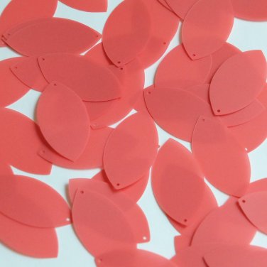 Navette Leaf Sequin 1.5" Coral Orange Matte Satin Transparent Couture Paillettes