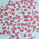 Navette Leaf Sequin 1.5" Red Kiss Lipstick Lips on White Opaque Loose Paillettes