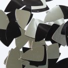 Fishscale Fin Sequin 1.5" Black Silver Metallic Duo Two Sided Couture Paillette