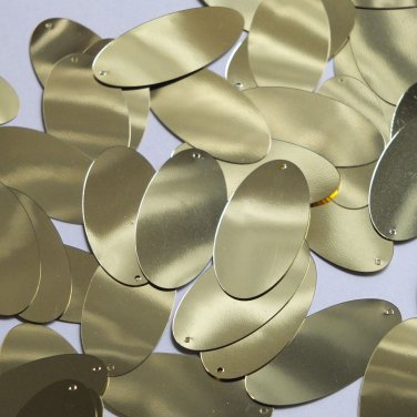 Oval Sequin 1.5" Pale Yellow Gold Metallic Loose Couture Paillettes