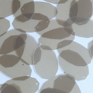 Facet Gem Oval Sequin 1.25" Light Olive See-Thru Satin Matte Reversible Pailette