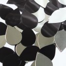 Teardrop Sequin 1.5" Black Silver Metallic Duo Two Sided Couture Paillettes