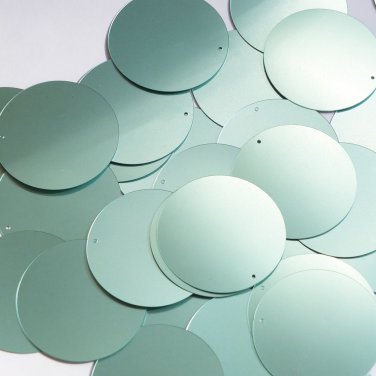 Round Sequin 40mm Seafoam Blue Green Matte Satin Metallic Couture Paillettes